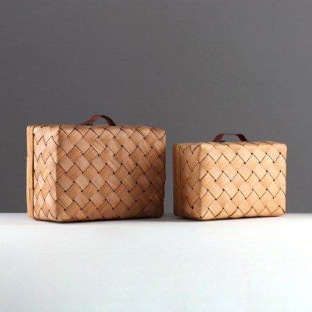 Supplies woven, 2 pcs, with natural decor, 34.5 x 25 x 16 - 29 x 20 x 13.5 cm