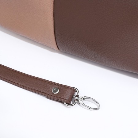 Richet Cross-Boda Bag on a zipper, outer pocket, brown/beige color-5