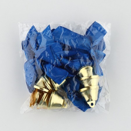 A bell on a pin with a bow for graduation, blue, d = 2.6 cm-4