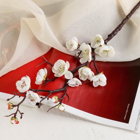 Artificial flowers "Sakura branch" 3x60 cm, white