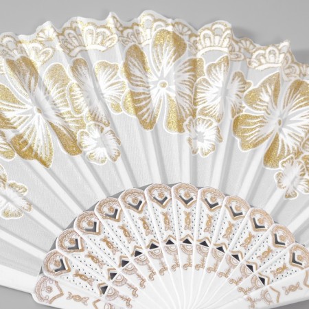 Fan plastic, textiles "golden patterns" sparkle mix 22.5 cm-4