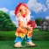Garden figure "Gnome with strawberries" red, 20x30x65cm