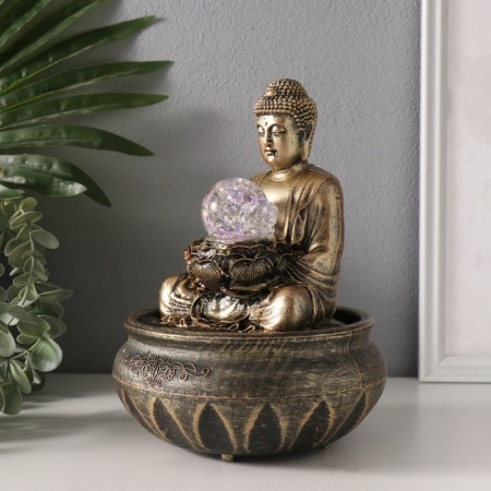 The desktop fountain from the network, backlight "Buddha in front of the lotus" 16x16x22 cm-3