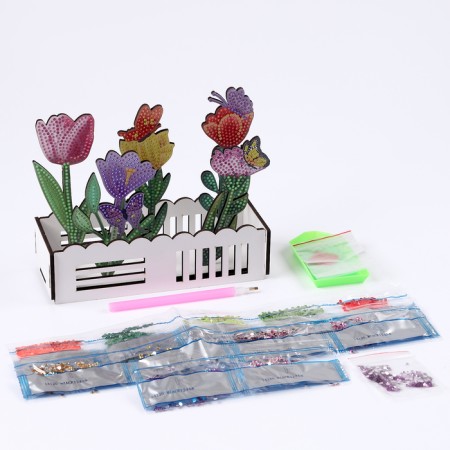 Diamond embroidery "Flowers with butterflies in the garden" Interior decor