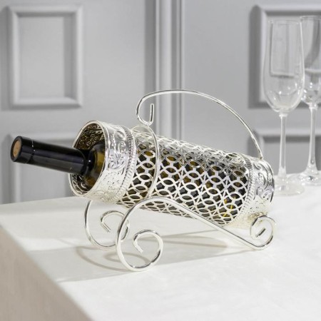 A bottle stand, 24 × 9.5 × 21, metal, silver color