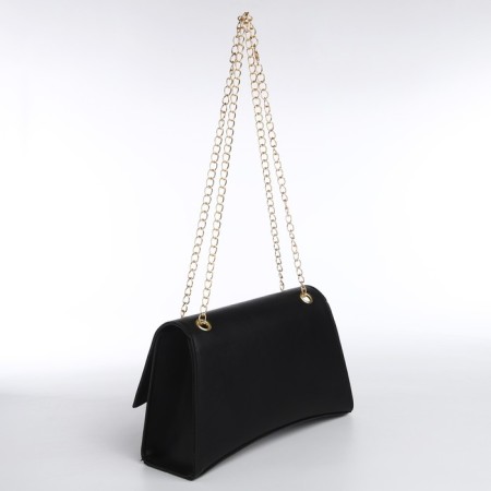 Women's bag made of artificial leather with a valve, 26x16x9 cm, black-4