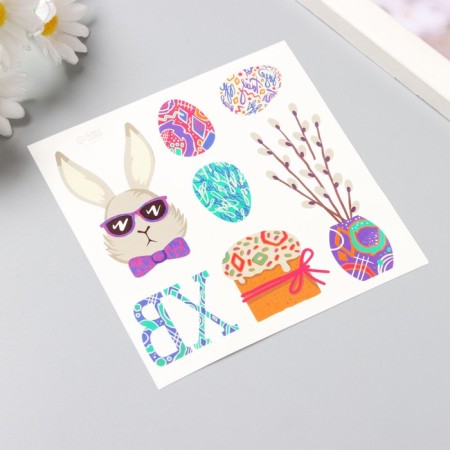 Tattoo on the body color "Rabbit with glasses" 10x10 cm-1