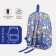 School backpack on lightning from textiles, external pocket, blue color