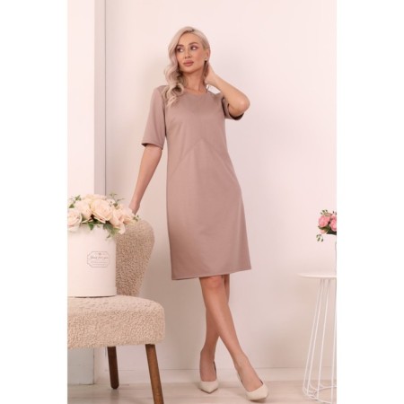 Women's dress, size 46, beige color-1
