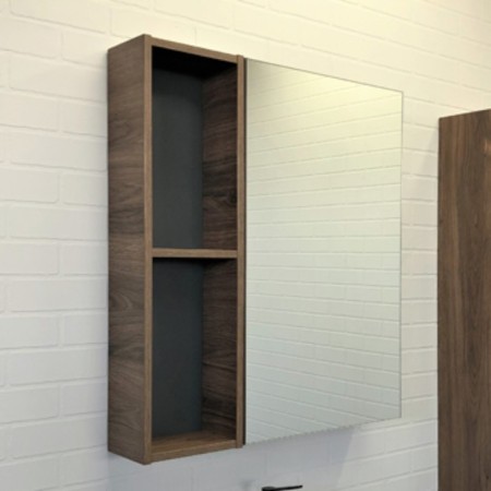 Mirror Cauline Cabinet Porto 75 for the bathroom, dark brown oak color