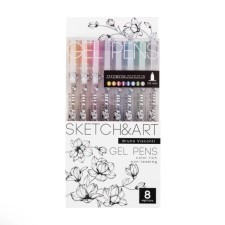 Set of gel pens 8 colors Sketch & Art Uni Write.metallic, 0.8 mm