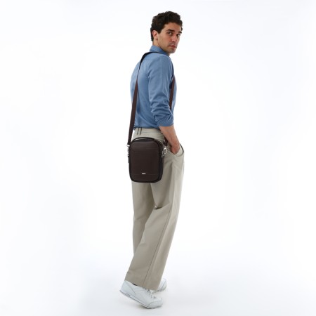 Men's bag over the shoulder, Textura, artificial leather, brown color-10
