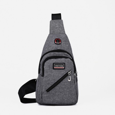 Male sling bag from textiles, gray color-2