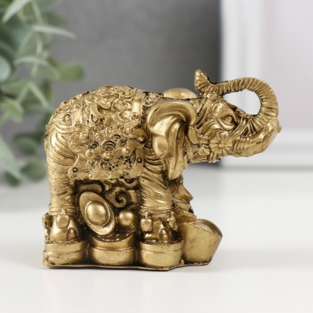 NECKE Polystone "Elephant on Coins" bronze 6.7x8.2x4.6 cm-2