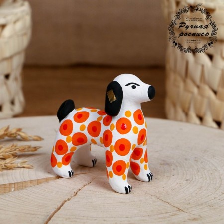 Dymkovo toy "Orange dog" 7 cm