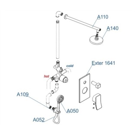 The shower system waserkraft a16040, built -in, tropical shower, color of light bronze-2