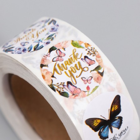 Stick Paper "Butterfly. Thank you" d = 2.5 cm 500 pcs in the roll-1