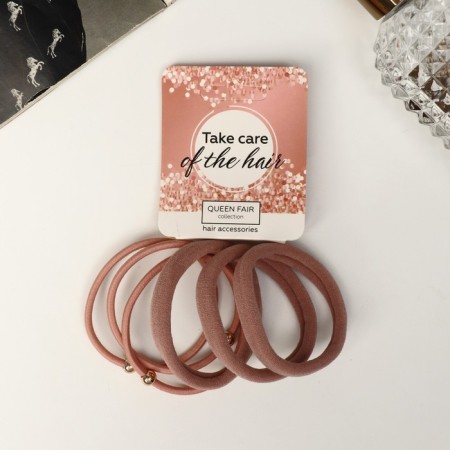 Hair elastic band "Milena" (set 6 pcs) grace of beads, 4 cm, mix