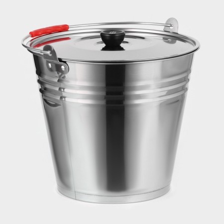 A bucket with a lid, 8 l, d = 28 cm, from stainless steel Aisi 201-1