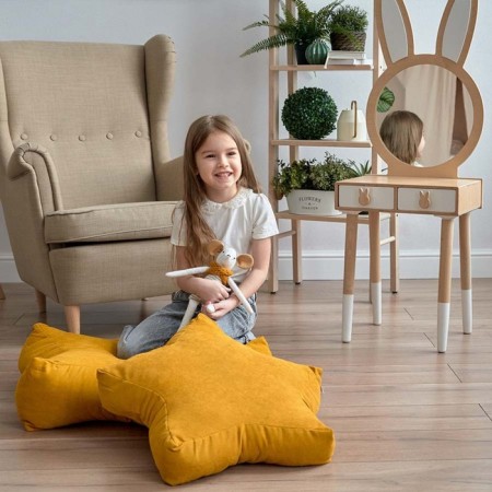 Decorative pillow "Stars", size 65x65x20 cm, yellow color-4