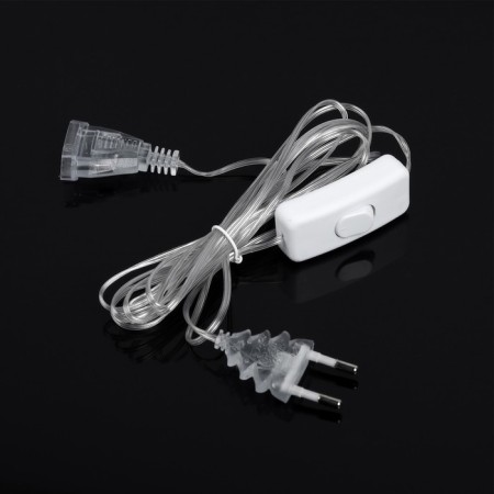 Extension cord for indoor garlands with a switch, 3 m, transparent thread, UMS-Vilka-6