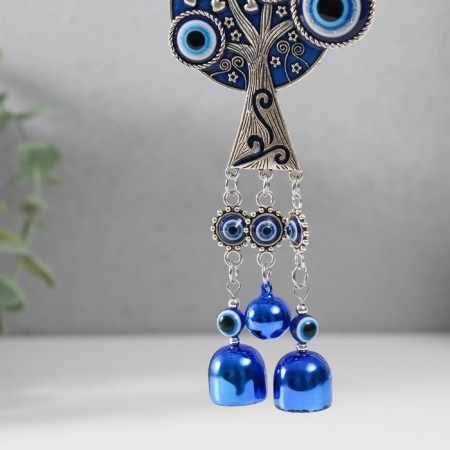 Wind music metal, plastic from the evil eye "tree from the evil eye with 3 bells" 30.5x7x2 cm-2