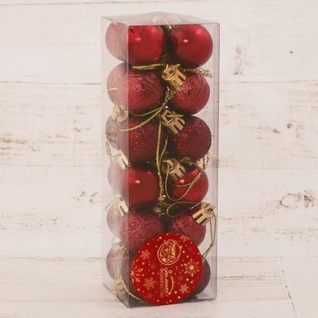 Set of balls plastic D-3 cm, 24 pcs "Naomi" red-1