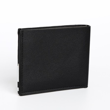 Male purse without fastening, department for maps, for bills, black color-1