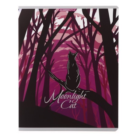 Notebook of 48 sheets in the Lunar Cats cage, covered cardboard, soft-tach lamination, foil embossing, block 60 g/m2, mix-4