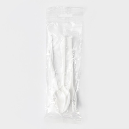 A set of plastic disposable tablespoons, 4 objects: fork, tablespoon, knife, teaspoon, 16.5 cm, white color-6