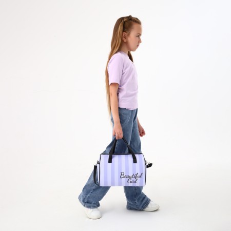Sports bag with lightning, 2 external pockets, a long belt, lilac/white color-6