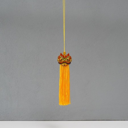 Textile suspension, plastic "Chinese lion" yellow 2x4x14 cm