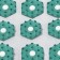 Iplikator - rug, base of spanbond, 140 modules, 28 × 64 cm, white/green color