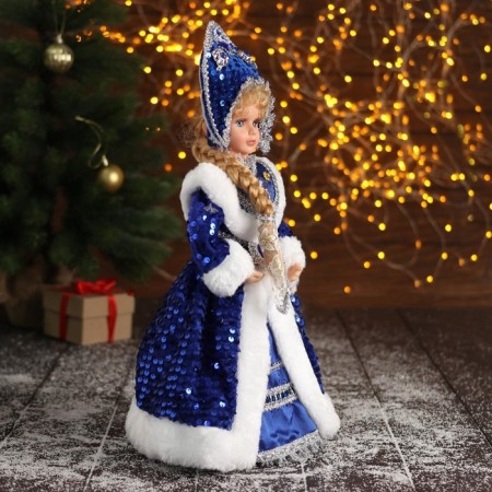 Snow Maiden "in a blue fur coat and kokoshnik" 17x35 cm-1