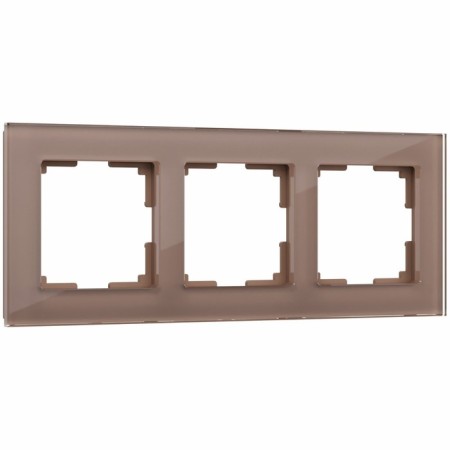 Frame W0031142, 3 Favorit sockets, latte, glass