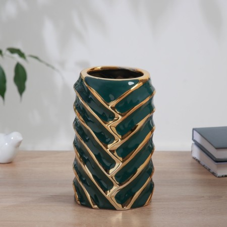 VAZ Coramics Table "Benz" stripes, D-8.5cm, 19.5x12 cm, green