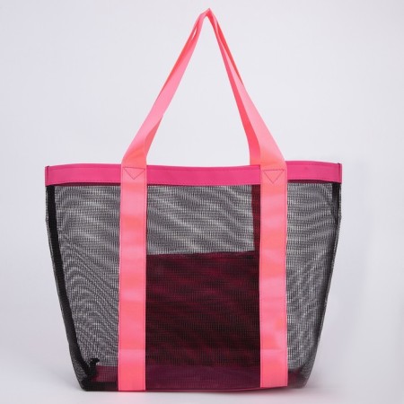 Bag - Shoper beach, 33x32x1 cm, with a grid, pink color-3