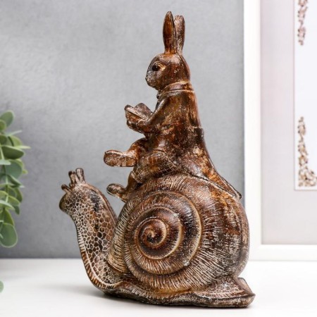 Polystone souvenir "Rabbit with a book on a snail" 20x17x8 cm-3