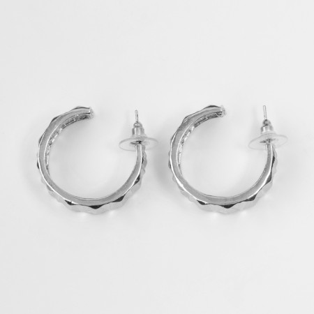 Earrings “Geometry” Ornament, Color silver, D = 2.8 cm-2