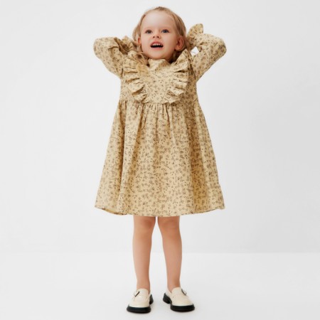 Платье для девочки MINAKU: Cotton collection цвет бежевый, рост 110 см-6