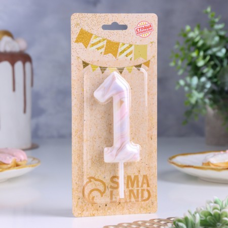 Candle in the “White Marble” cake, number “1”, giant, 12.5 cm-1