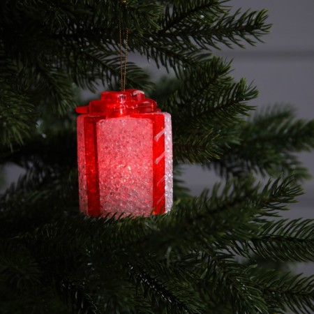 LED figure "Gift" 7.5 cm, plastic, batteries AG13x3, glow of multi (RGB)-2