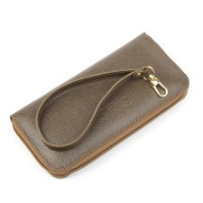 S-4 wallet with a zipper, department for maps (4)/coins/bill, brown color. Saf. 2.5x20x10.6cm