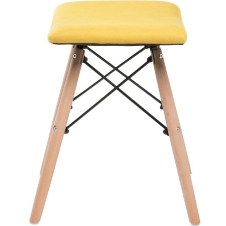 Stool Ben array of beech/metal/fabric, natural/yellow 40x40x44 cm-2