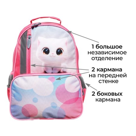 School backpack, 37 x 26 x 13 cm, ergonomic back, calligrata ORT "Cat Fluffika"-2