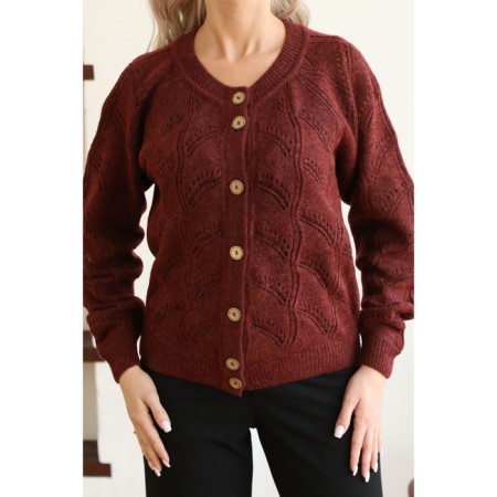 Cardigan female, size 44, burgundy color-3