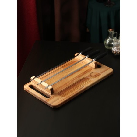 Gift set for the supply of barbecue: a board-board 44 × 24 × 5.5 cm, skewer 3 pcs, dough, birch-1