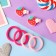 Caramel hair set (4 elastic bands, 2 clamps) strawberries, 3.5x2.5 cm, red-pink