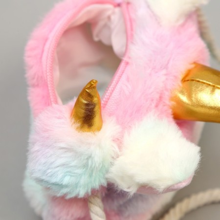 Children's fur bag "Unicorn", 16x3x13 cm-7