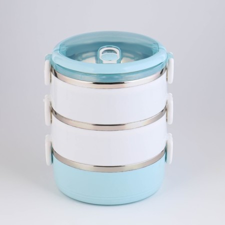 Milavi lunch box, 1.5 l, 3 levels, capacity of 500 ml, blue